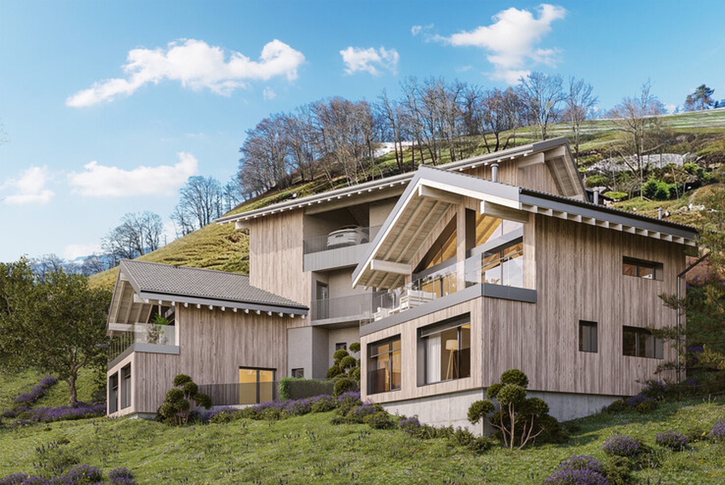 Chalet d'architecte de 4,5 pièces à Châtel-sur-Montsalvens